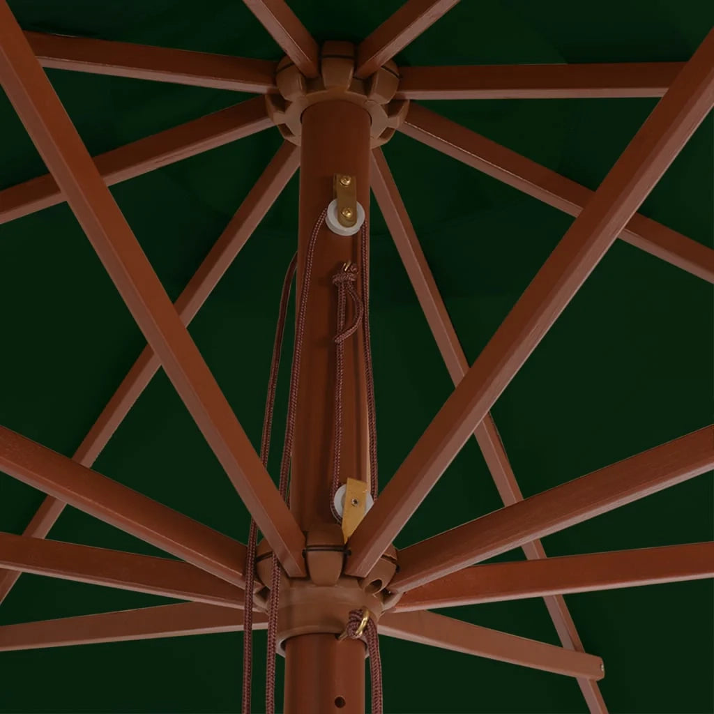 Ombrellone con palo in legno 350 cm verde 02_0008131