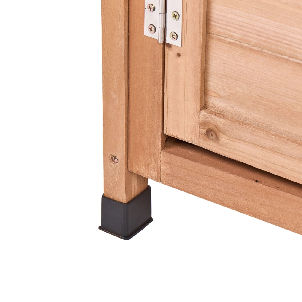 Casetta da giardino per esterni in legno di abete marrone chiaro con ante e ripiani. Struttura stabile. Resistente alle intemperie.