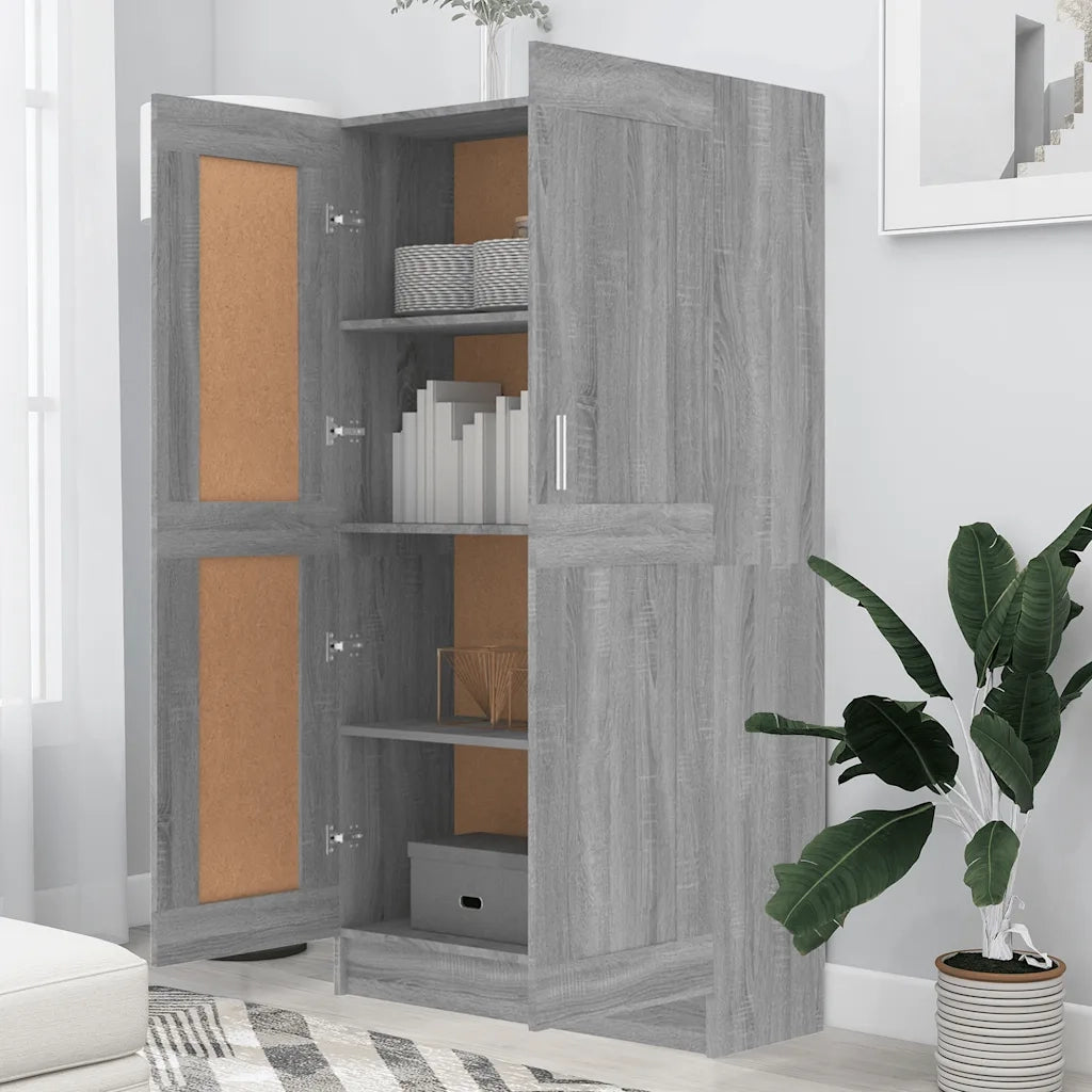 Libreria-Scaffale per Libri-Mobile di Stoccaggio Grigio Sonoma 82,5x30,5x150 cm in Legno Multistrato