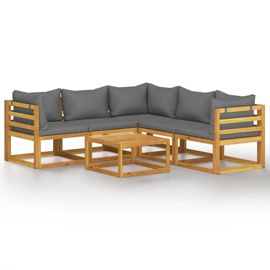Set Divani da Giardino 6 pz con Cuscini in Massello di Acacia	 cod mxl 37809