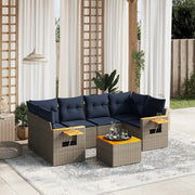 Set Divani da Giardino 7 pz con Cuscini Grigio in Polyrattan 3226642