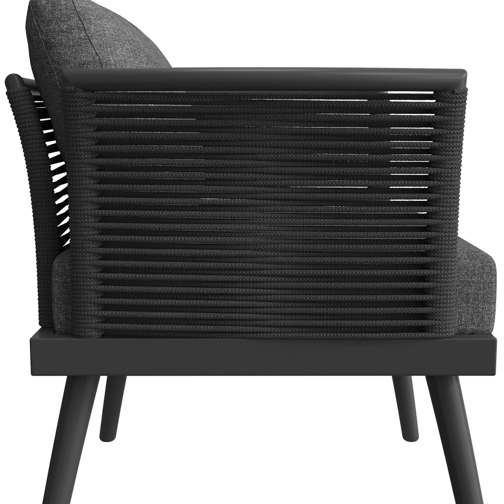 OKWISH Set da 5 Salotto da Giardino con 2 Divani, 2 Poltrone, Tavolino e Cuscini, per 7 Persone, Ferro Grigio