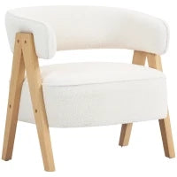 Poltrona da salotto in tessuto bouclè, imbottita, con seduta ampia e schienale ergonomico, 70 x 64 x 71 cm, Bianco