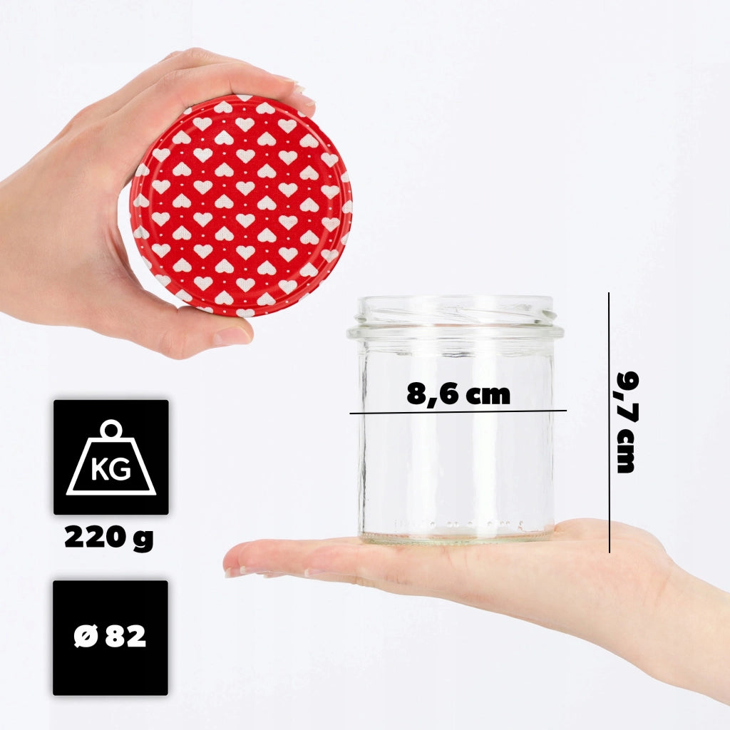 KADAX Barattoli di vetro Avila 350ml 50pz 82mm + coperchio "Cuori"