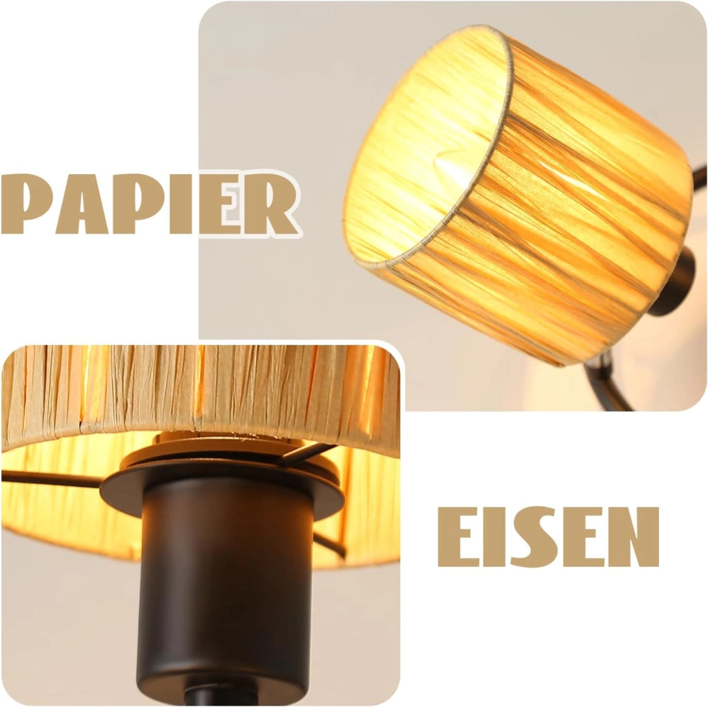 ZMH Faretto da soffitto a 5 luci E14 Nero Naturale Lampada da soffitto Carta Soggiorno