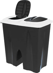 Contenitore di Rifiuti Quadrato 50 Litri - 2 x 25L - Separatore di Rifiuti Duraturo con Chiusura a Scatto e Coperchio