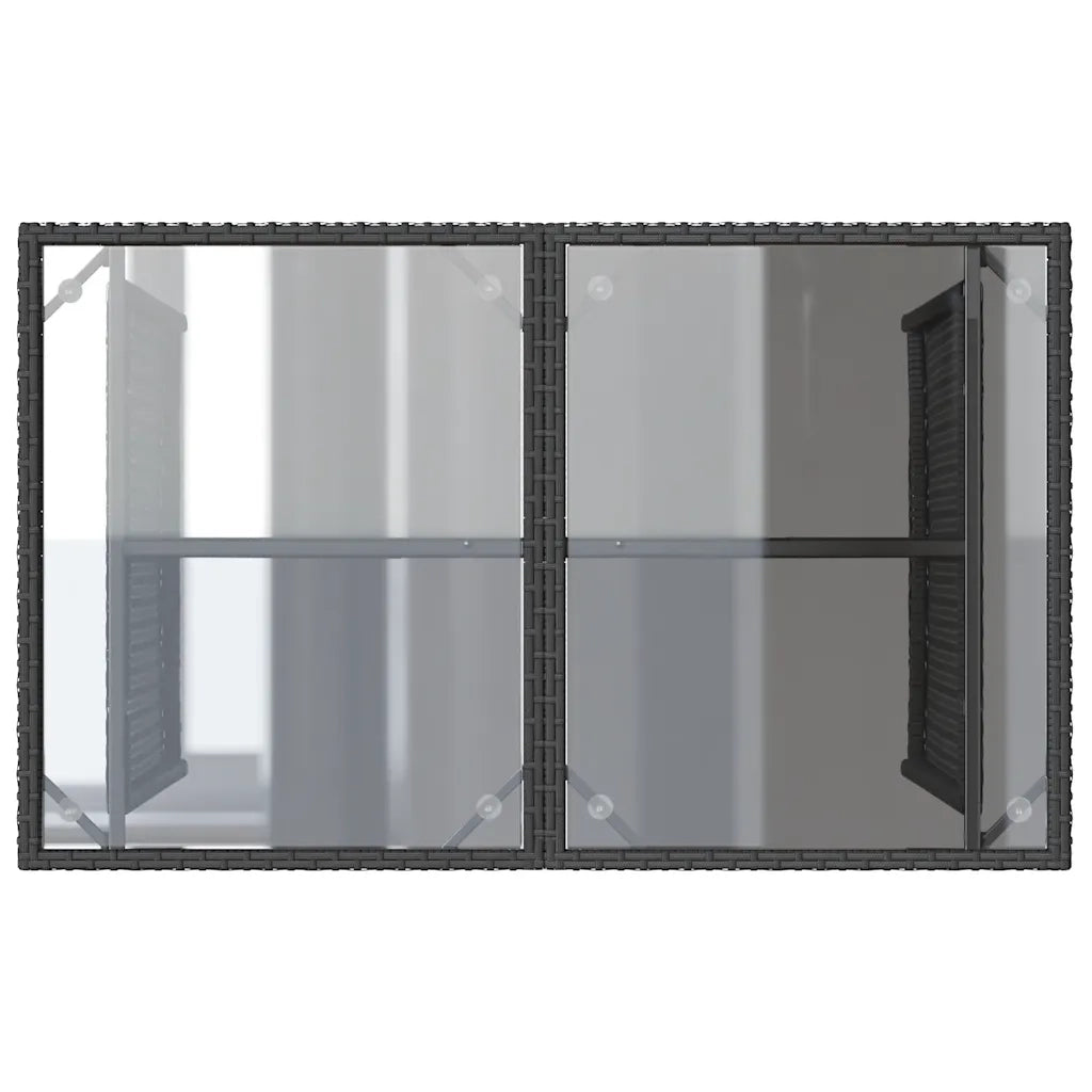 Set da Pranzo da Giardino 2 pz | Set Salotto da Giardino con Cuscini Nero in Polyrattan
