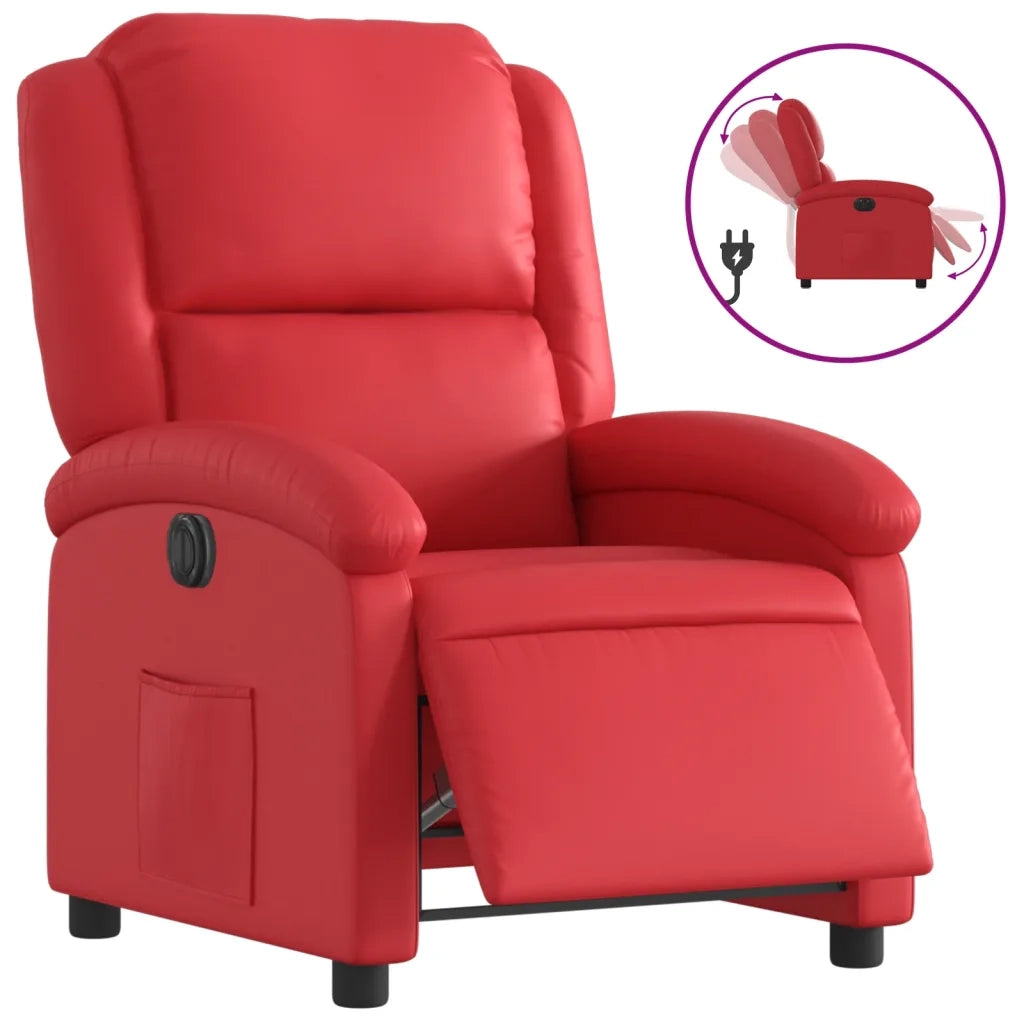Poltrona Reclinabile Elettrica Rossa in Similpelle 3204217
