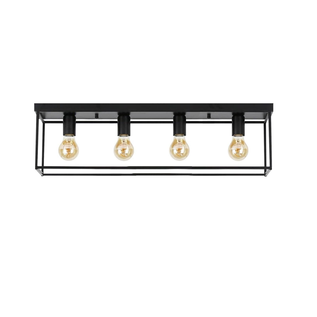 ZMH Lampada da soffitto industriale retrò nera 4 teste E27 con lampadine per camera letto soggiorno cucina corridoio