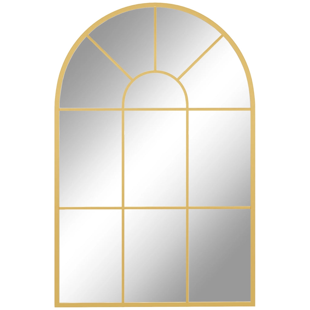 Specchio da Parete ad Arco 91x2x60 cm Stile Moderno in Vetro e Metallo Oro