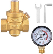 Regolatore di pressione ad acqua DN20 3/4 pollici - Ottenuto in ottone - Regolatore di pressione regolabile - Manometro - Valvola di scarico - Resistente fino a 1,6 MPa