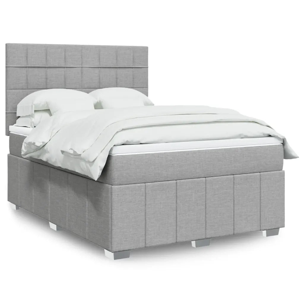 Giroletto a Molle con Materasso Grigio Chiaro 140x200cm Tessuto