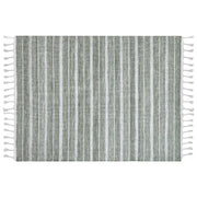 Tappeto verde 160 x 230 cm per soggiorno e camera da letto con frange a righe