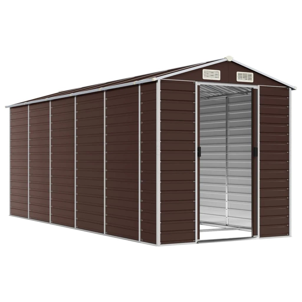 Casetta da giardino cabina ripostiglio casetta da esterno robusta casetta per attrezzi 191 x 470 x 198 cm acciaio zincato marrone 02_0022272