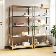 Scaffali Resistenti 5 Strati 2 pz Argento Acciaio e Multistrato 3154203