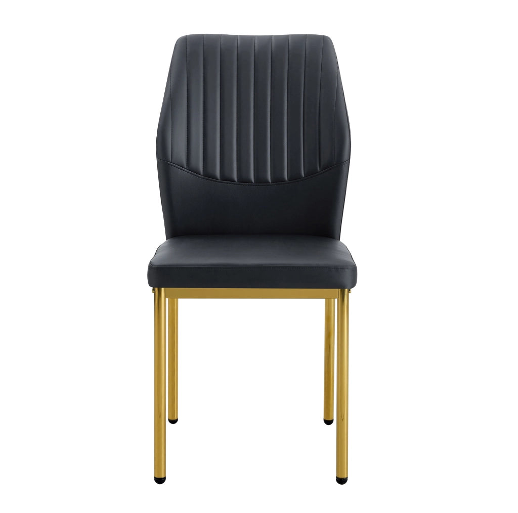 Set di 4 sedie da pranzo nere e oro in PU con gambe in metallo