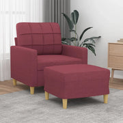 Poltrona con Poggiapiedi Rosso Vino 60 cm in Tessuto
