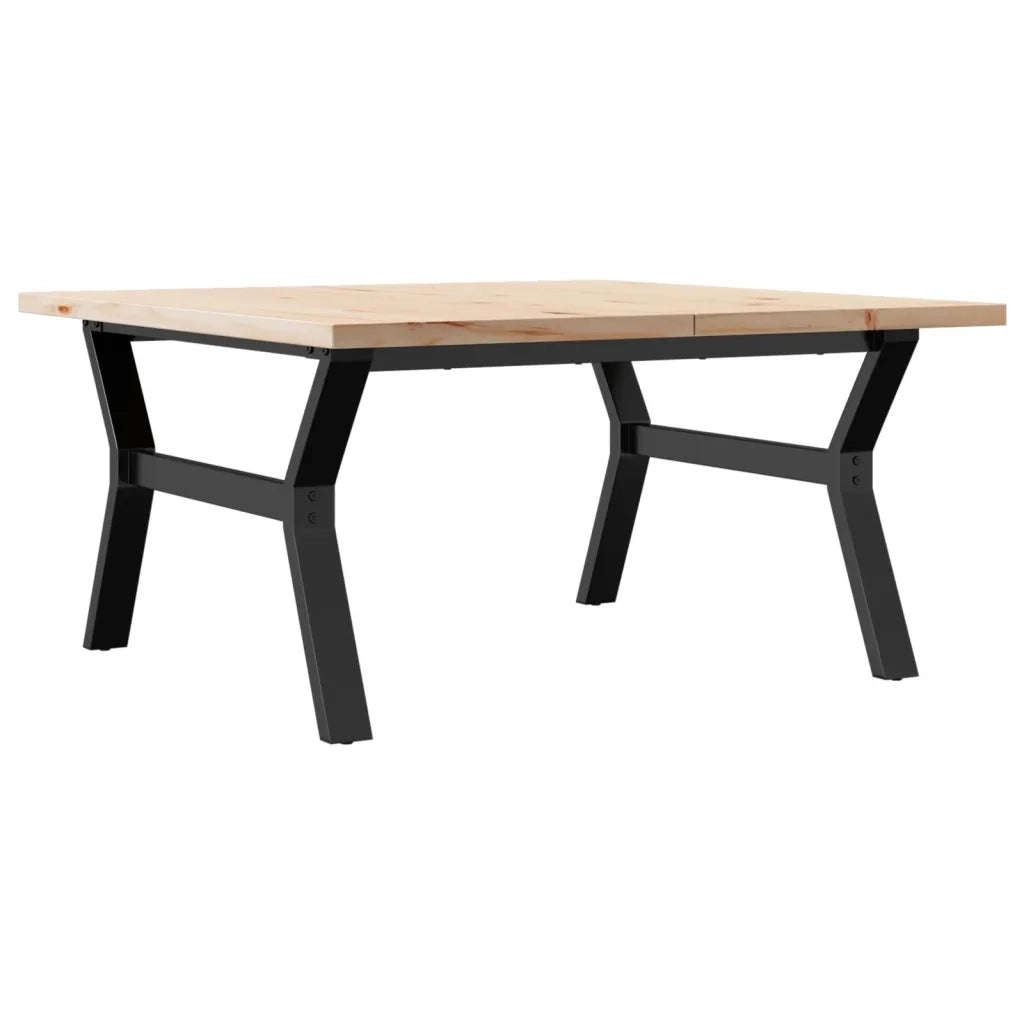 Tavolino Salotto Telaio a Y 90x90x45,5 cm Legno Pino e Acciaio 3282775