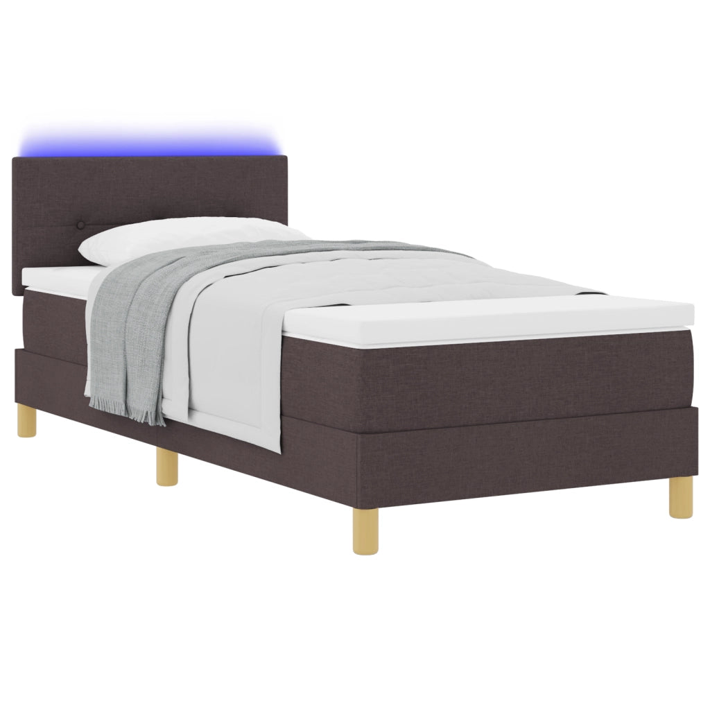 Letto a Molle con Materasso & LED Marrone Scuro 90x190 cm Tessuto