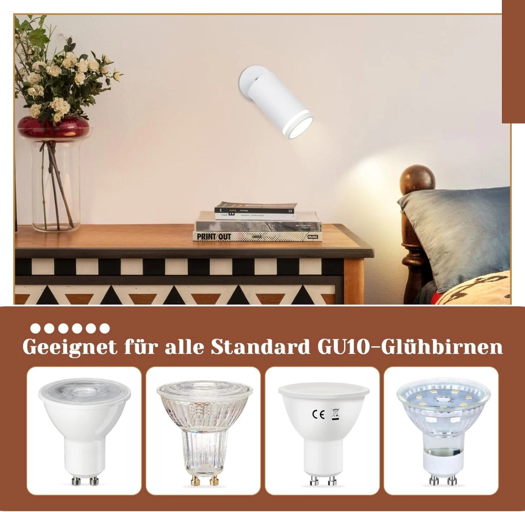 ZMH Faretto da soffitto Bianco 1 Luci GU10 Orientabile da Interno in Metallo per Soggiorno Corridoio Senza Lampadine