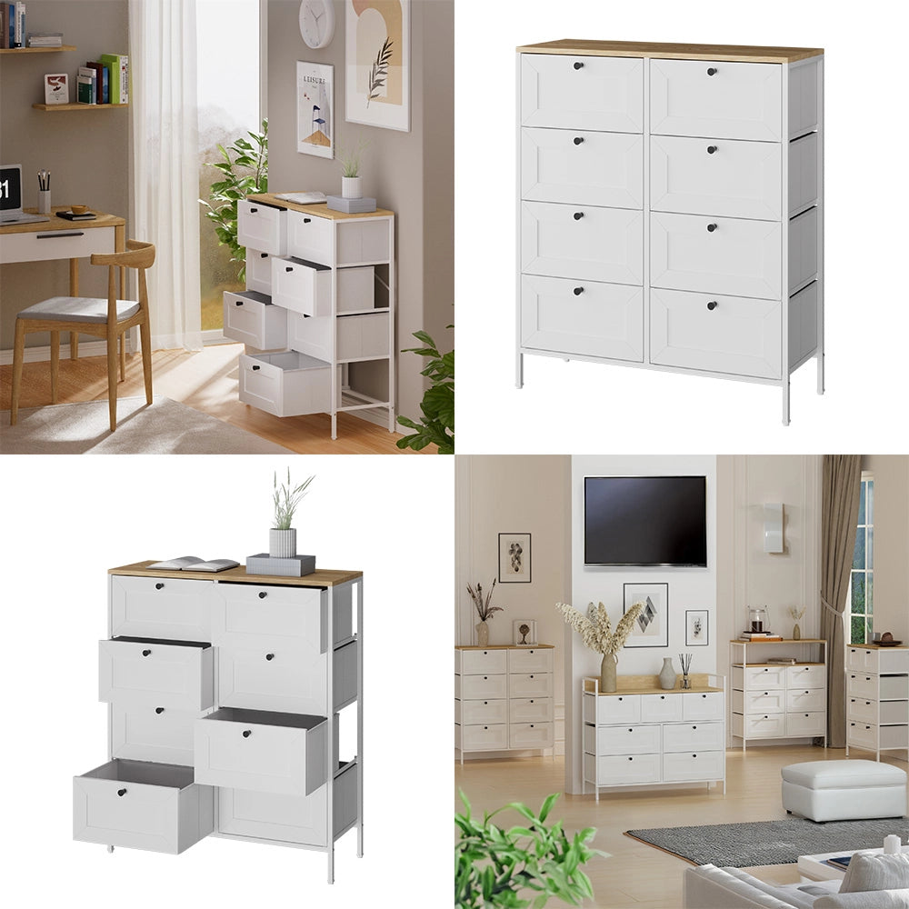 Vicco Armadio Bianco 80 x 95 cm con 8 cassetti