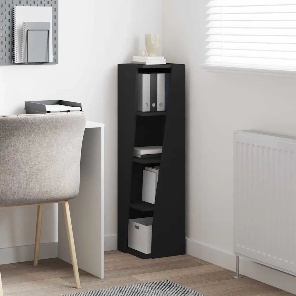 Mobile angolare Nero 27,5x27x102cm Legno multistrato