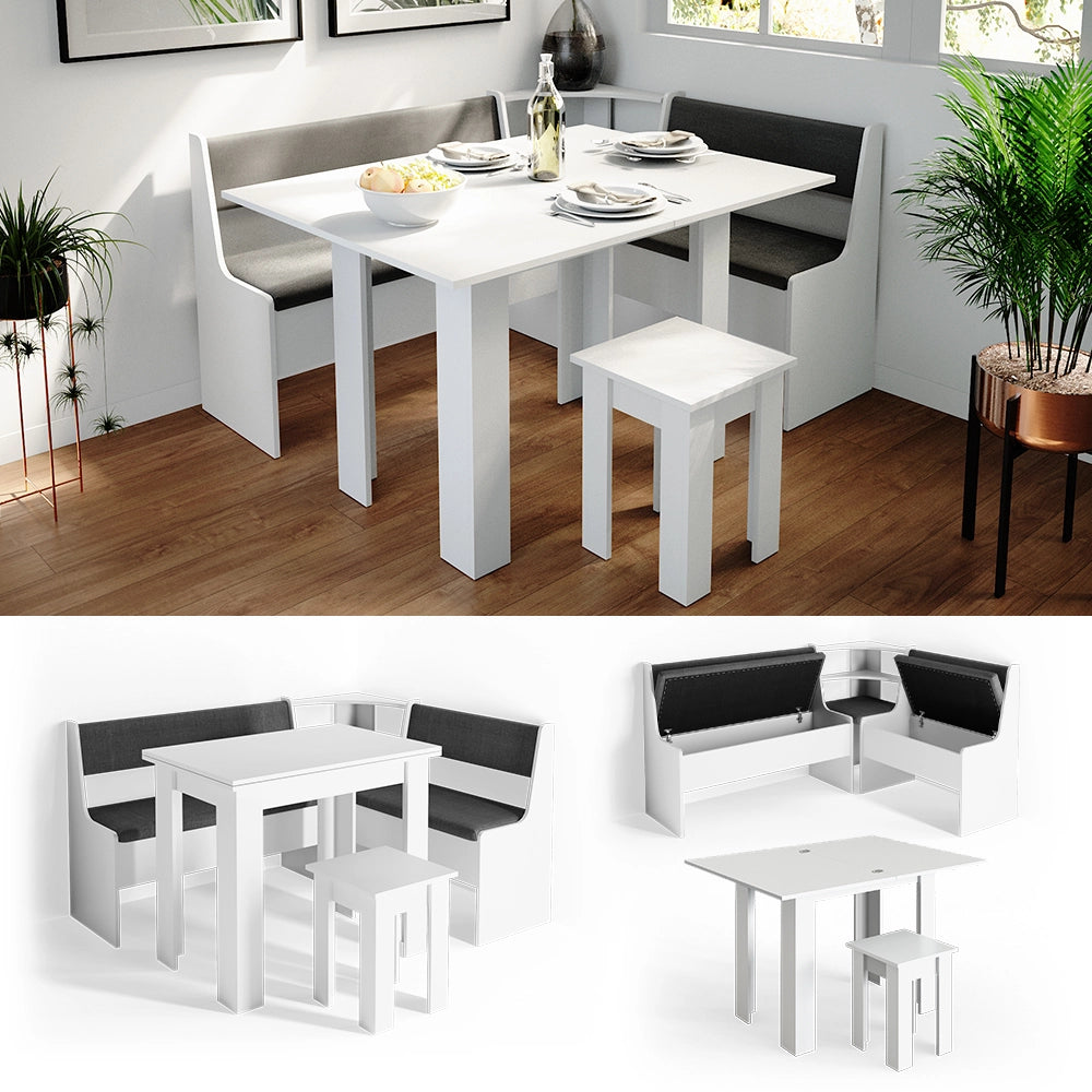 Vicco Gruppo panca ad angolo Bianco 150 x 41.5 cm con tavolo