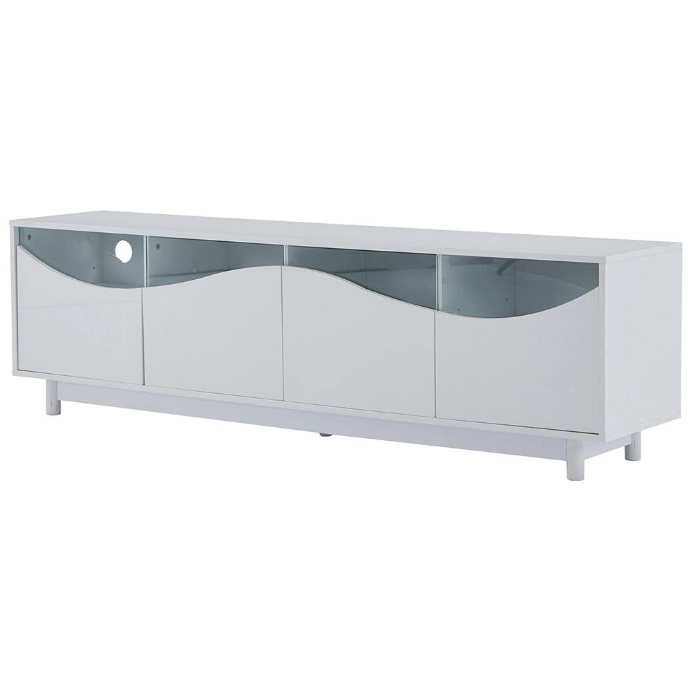 Mobile TV curvo - Xylo - 175x38x51cm vetro temperato LED bianco