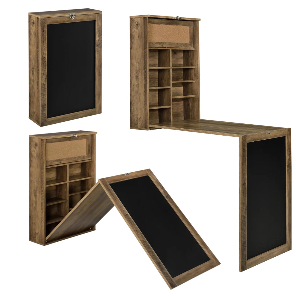 Scrivania pieghevole da parete MDF 156 cm marrone/nero 03_0004358