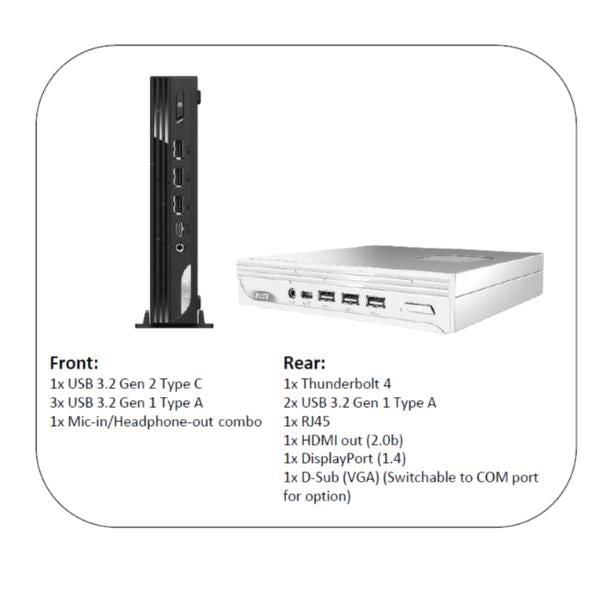 Msi pro dp10 13m-002eu pc/stazione di lavoro intel® core™ i5 i5-1340p 8 gb ddr4-sdram 512 gb ssd windows 11 pro mini pc nero - 9S6-B0A611-002