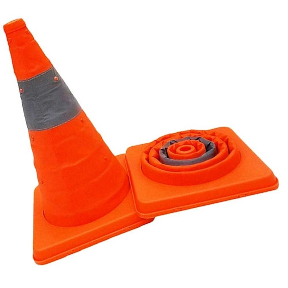 Trade Shop - Cono Telescopico Stradale Altezza 45cm Base 24x24cm Pieghevole Auto Camper Camion -