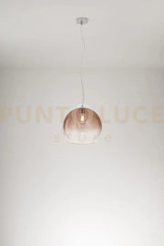 Planet sospensione in vetro e metallo marrone trasparente sufumato e cromo  d.35cm 1 luce attacco E27