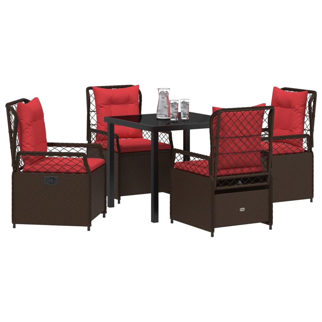 Set da Pranzo da Giardino 5 Pezzi Rattan Polimerico Marrone