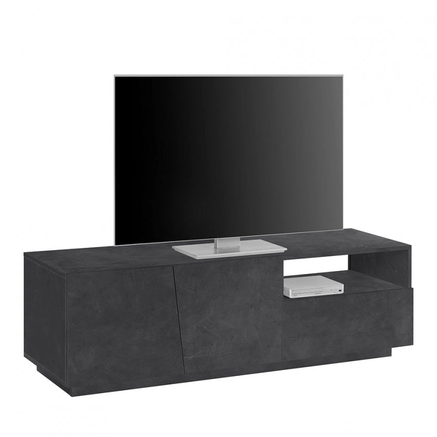 Porta TV Moderno con 2 Ante Battenti e 1 Cassetto - Modello VEGA, Colore Ardesia da 150 cm
