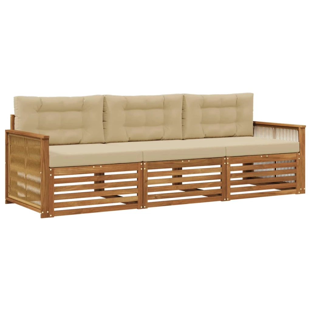 Set di divani da esterno 3 pz Naturale e Beige 3382971