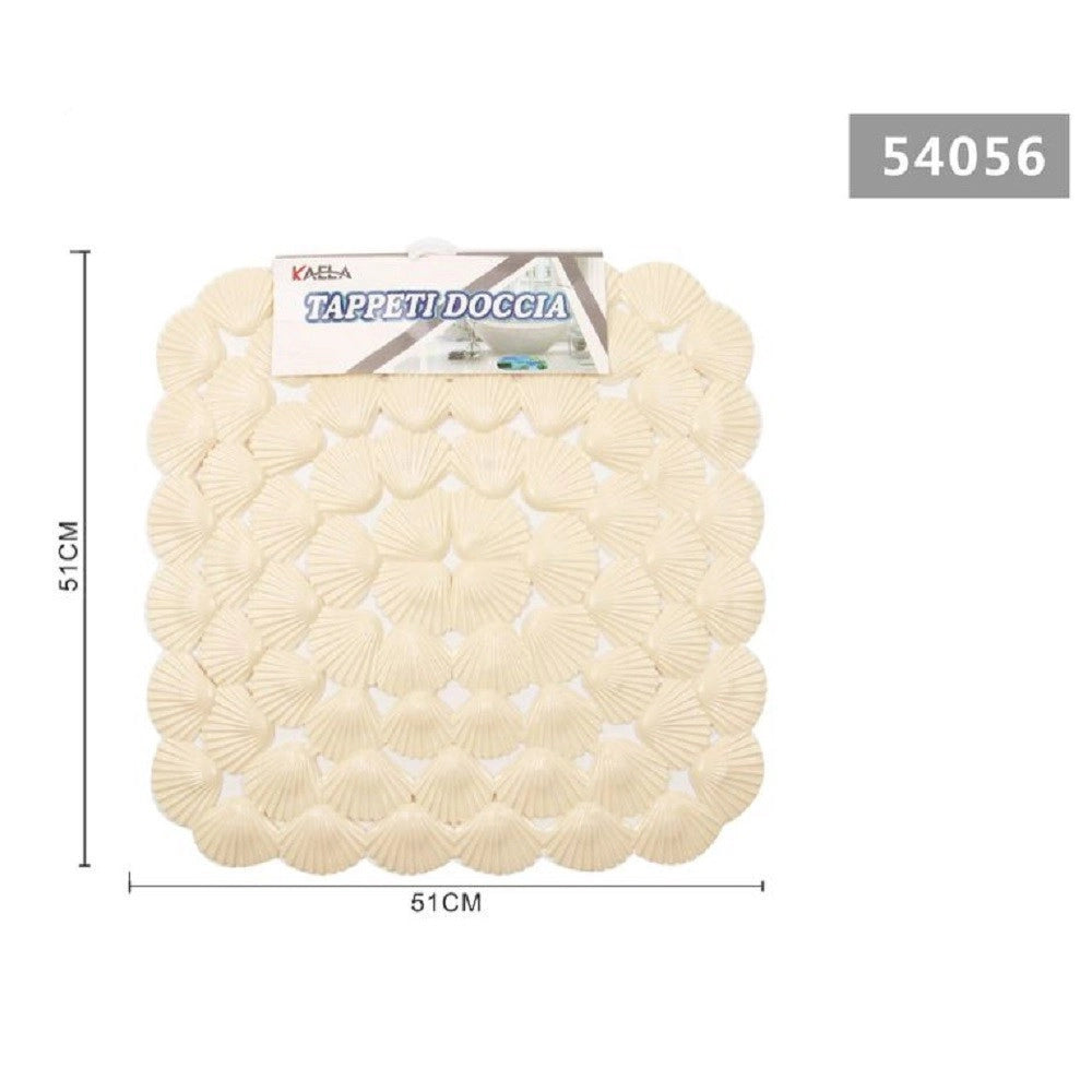 Trade Shop - Tappeto Antiscivolo Quadrato Conchiglie Beige Vasca Bagno Doccia 51x51 Cm 54056 -