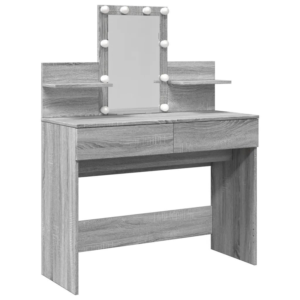 Toeletta | Tavolo da Trucco con LED Grigio Sonoma 100x40x130 cm