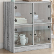 Mobile con Ante in Vetro Grigio Sonoma 68x37x75,5 cm 836383
