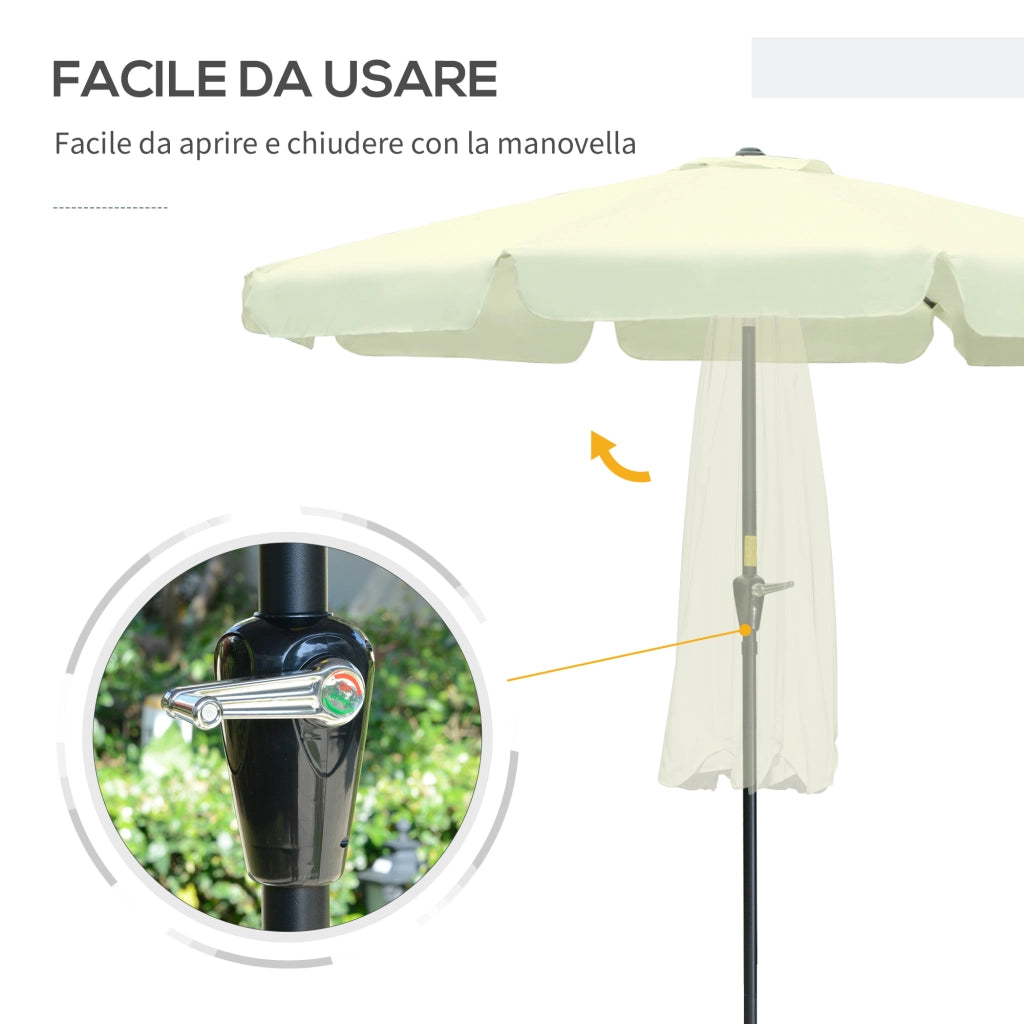 Ombrellone da Giardino Rotondo ?2.7x2.5 m ¨C zephmum ¨C Beige, Testa Inclinabile