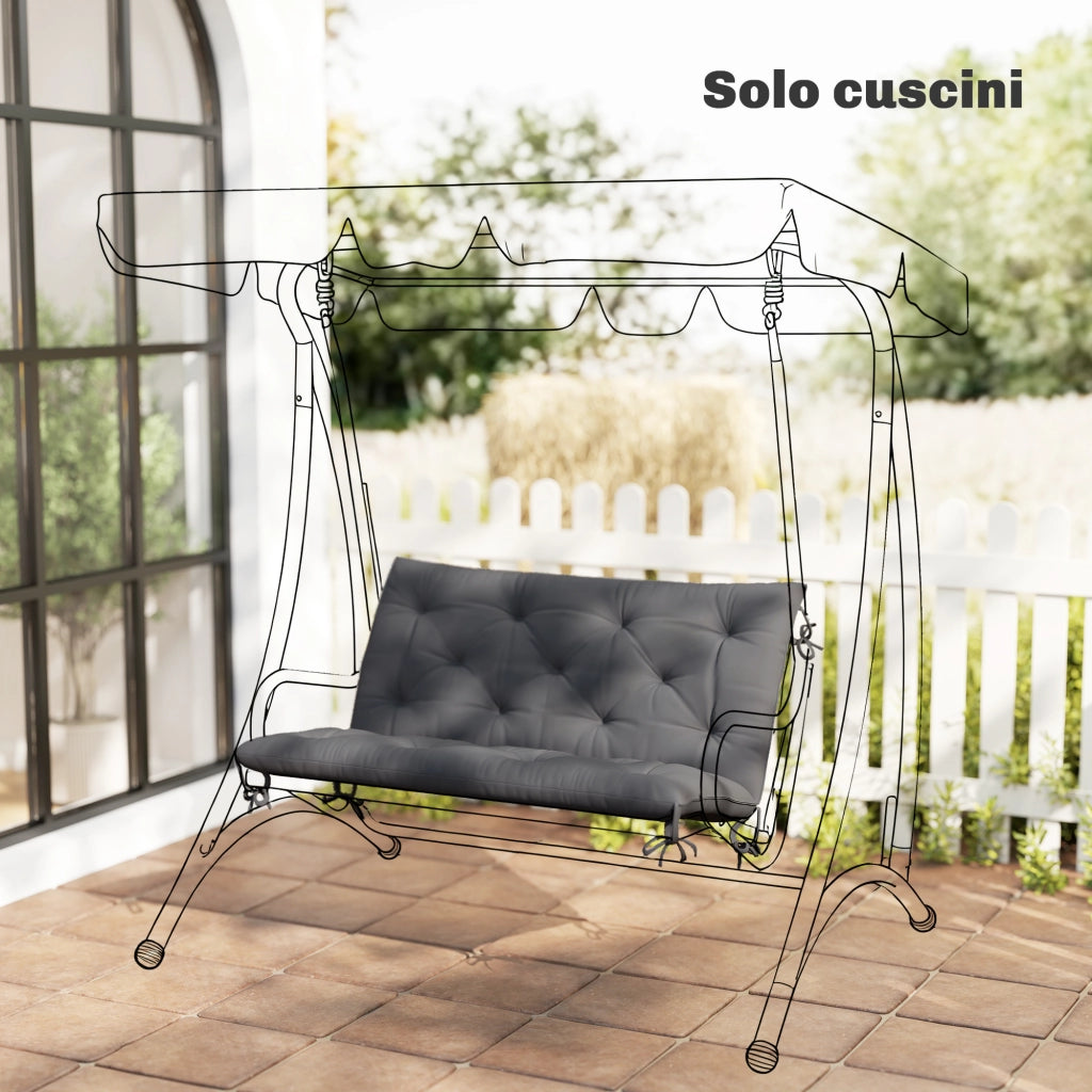 Cuscino da Giardino Capitonn¨¦ 2 Posti ¨C zephmum ¨C Grigio 150x98x8 cm