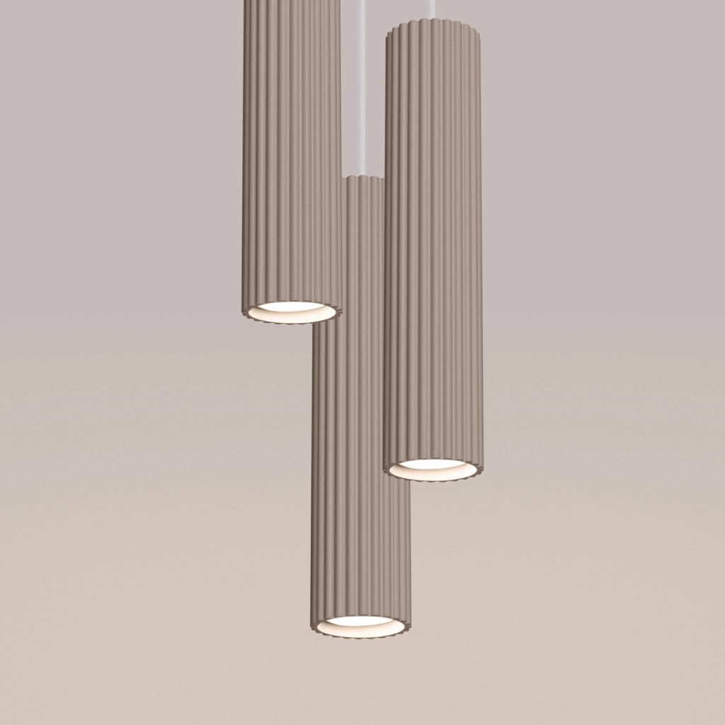 Lampada sospesa rotonda Ø20 taupe 3xGU10 Gravio Pure Lume