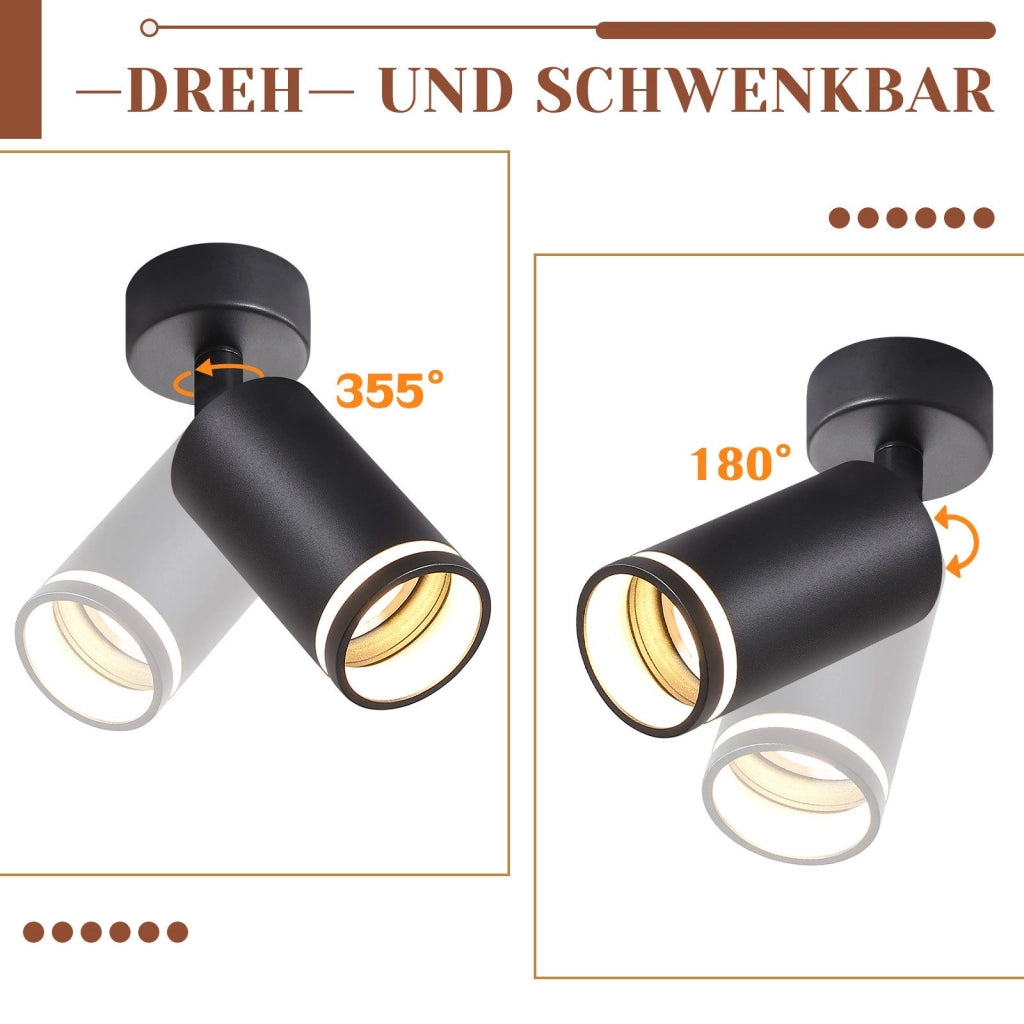 ZMH Faretto da soffitto nero 1 lampadina Plafoniera moderna GU10 faretti orientabili interno metallo