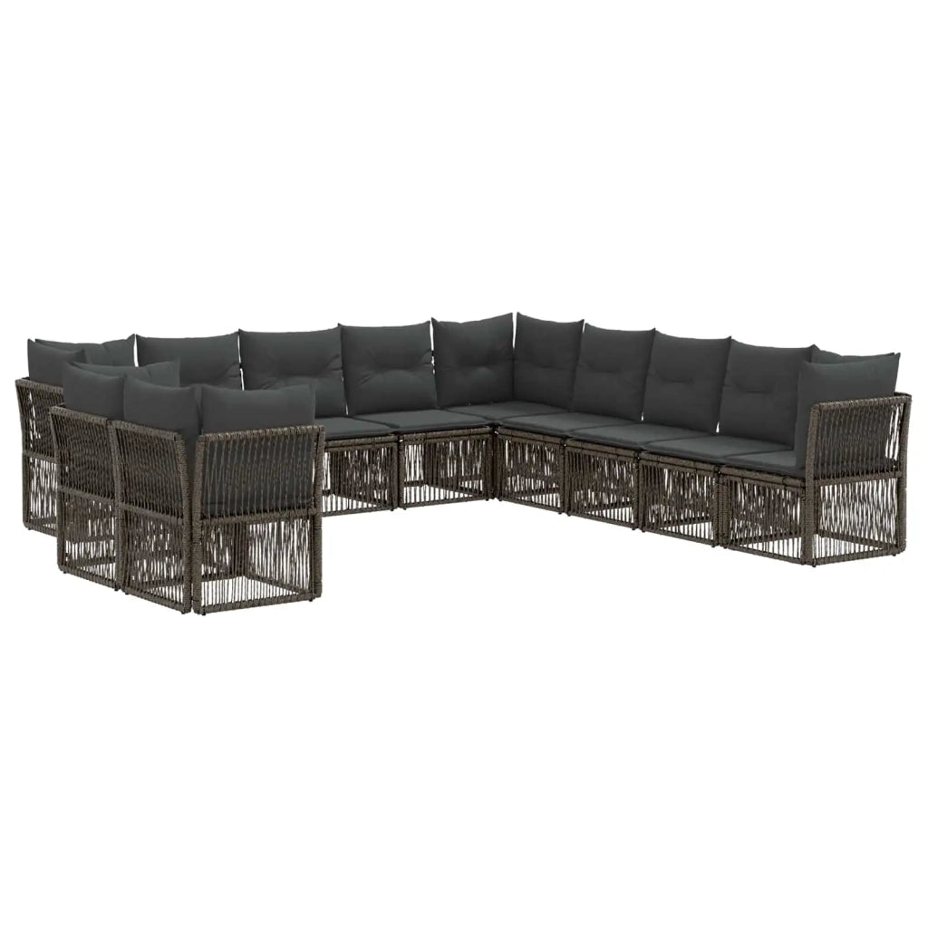 Set Divano da Giardino 11 pcs Grigio polyrattan 3434276