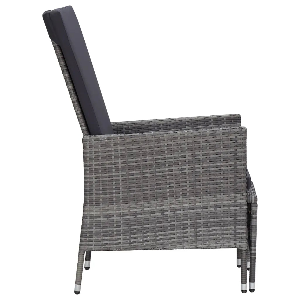 Set Divani da Giardino 3 pz con Cuscini in Polyrattan Grigio 3059373
