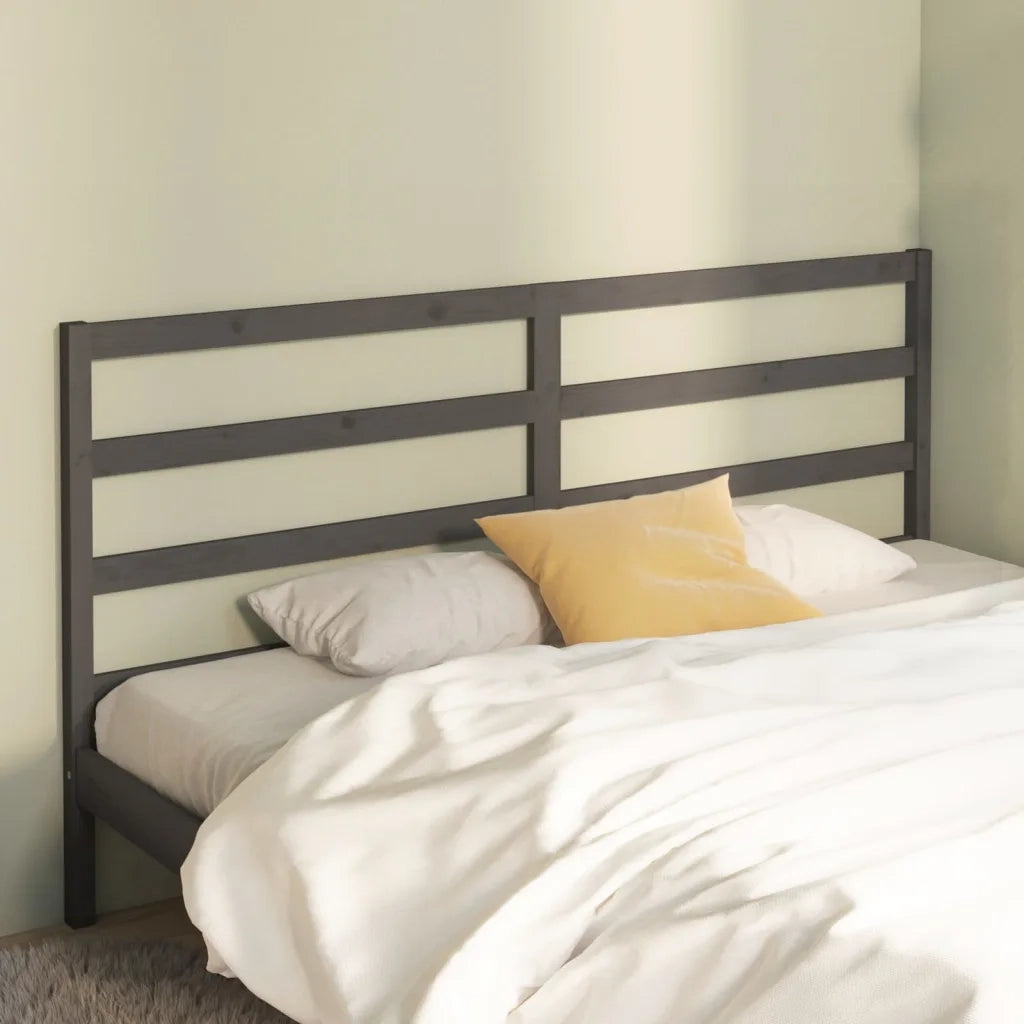Testiera | Testata per Letto Grigia 206x4x100cm in Legno Massello di Pino