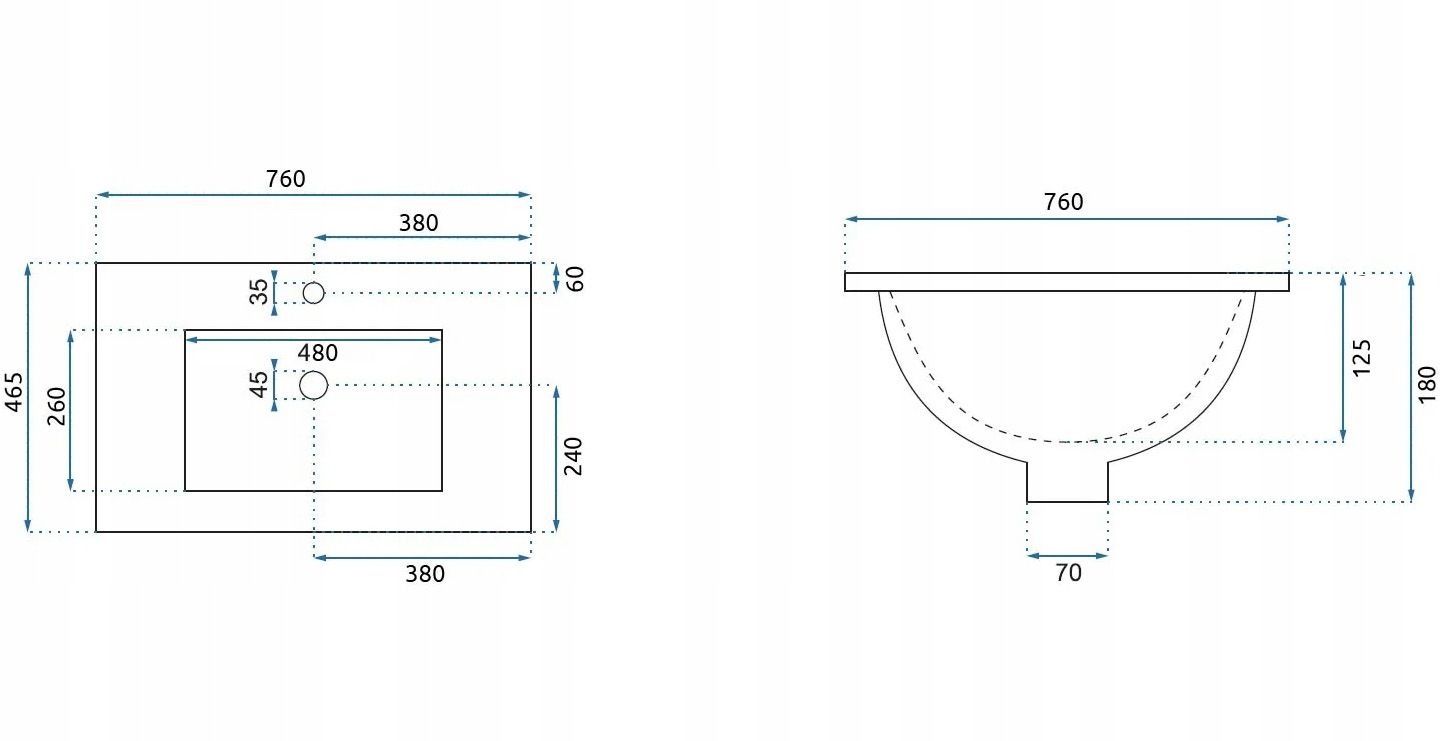 Lavabo Da Incasso Rea Dafne 75