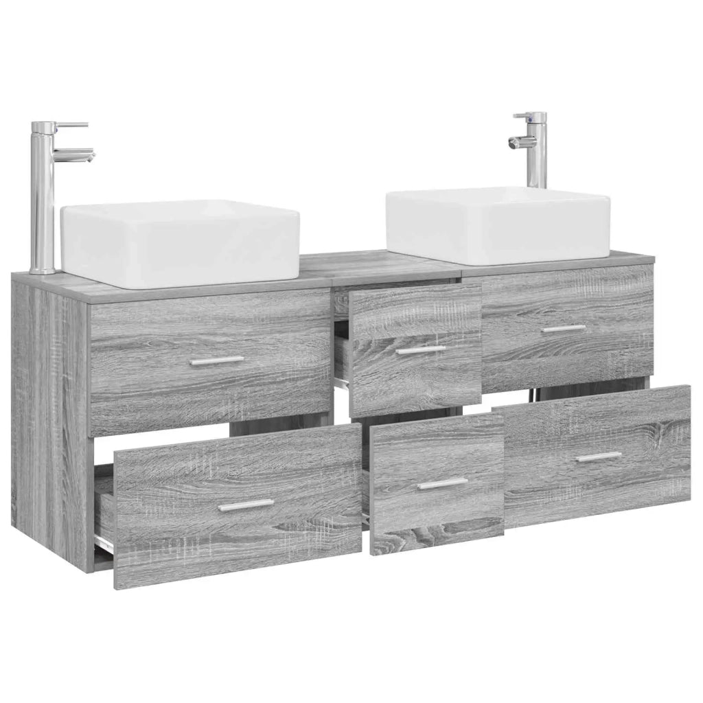 Set di Armadi da Bagno 3 pz Sonoma grigio 49,5 x 41 x 63 cm 3405832
