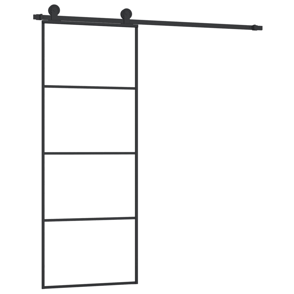 Porta Scorrevole con Ferramenta 76x205cm Vetro ESG Alluminio 3152145