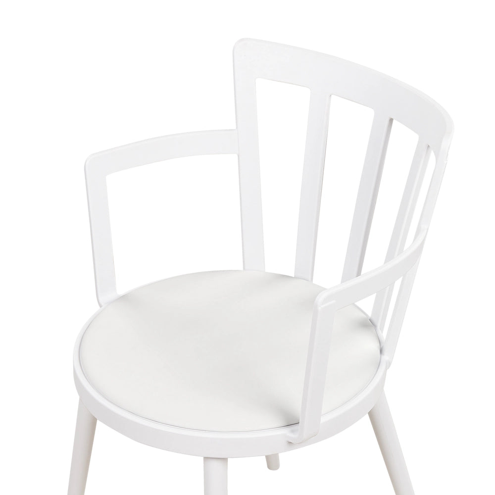 Set di 4 sedie da pranzo Seduta imbottita sintetica bianco Schienale aperto in ecopelle con braccioli Soggiorno moderno minimalista