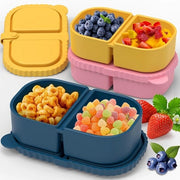 Set di contenitori in silicone riciclabili 3 pezzi con coperchio, contenitore per pranzo a 2 compartimenti, contenitore portatile in silicone per alimenti, adatto per picnic, pranzi e ufficio.